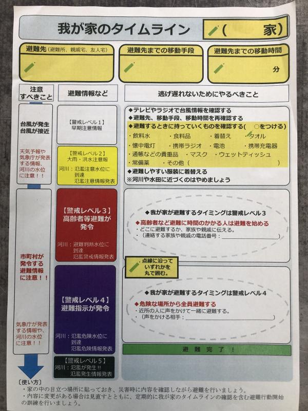 災害時を想定したマイタイムラインの様式