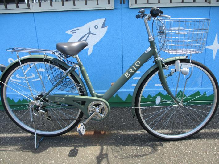 緑色の大人用自転車が1台写っている